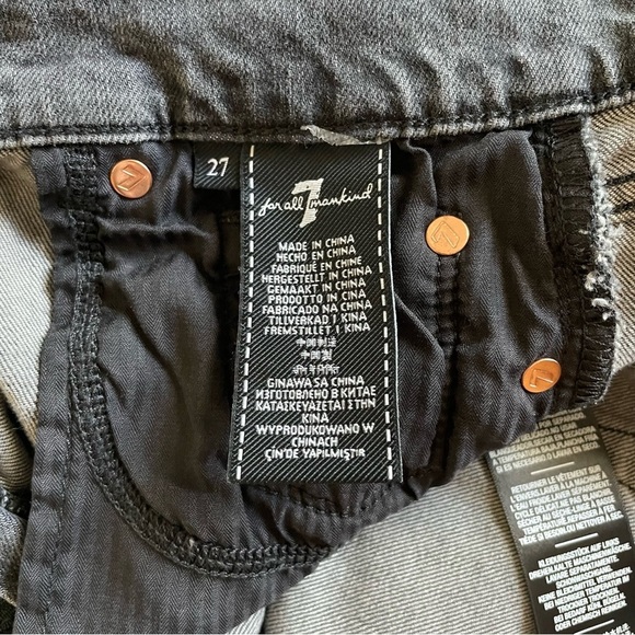 7 For All Mankind High Waist Ankle Skinny Jeans Women’s 27 Washed Gray Black - Picture 5 of 16